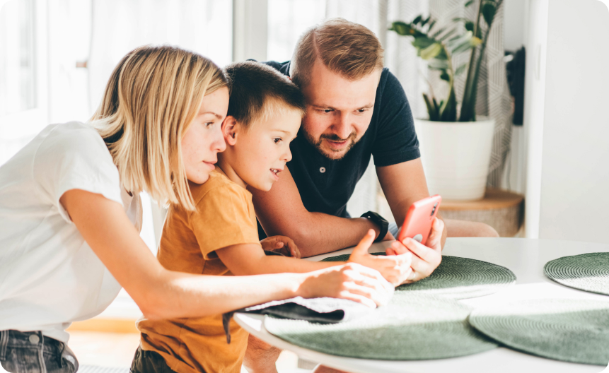 Family in living room